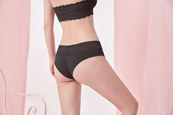 Soft Stretch Sexy Hipster Bikini Panties Underwear with Lace 0936