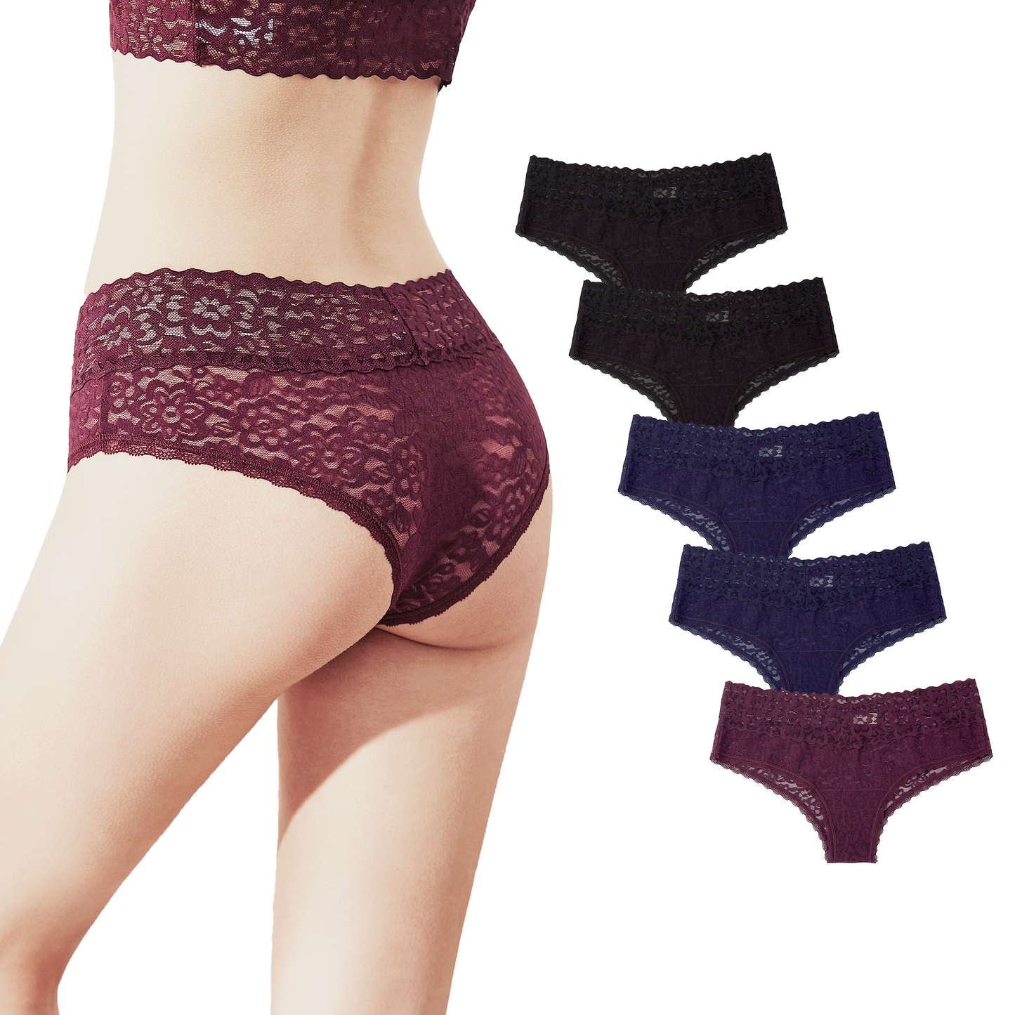 Underwear Soft Stretch Sexy Comfy Lace Cheeky Hipster Bikini Panties 1503