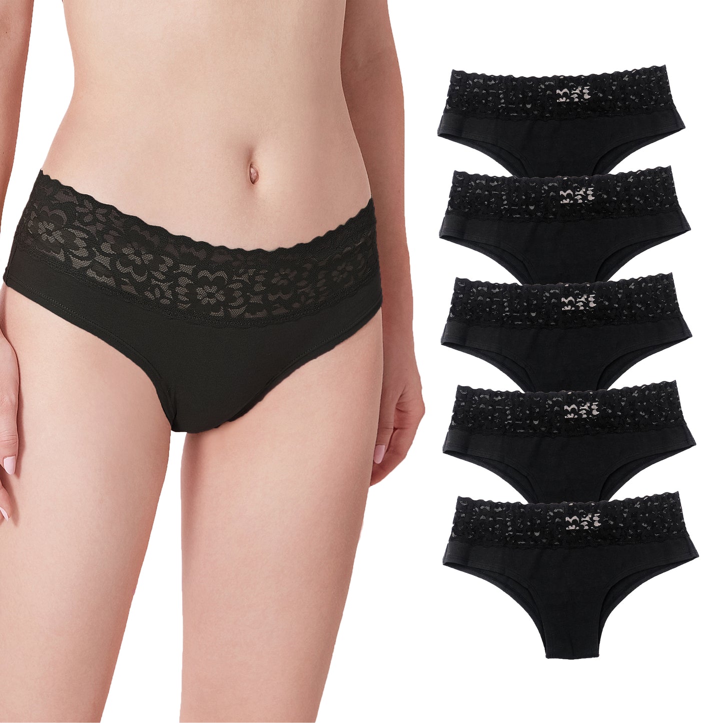 Soft Stretch Sexy Hipster Bikini Panties Underwear with Lace 0936