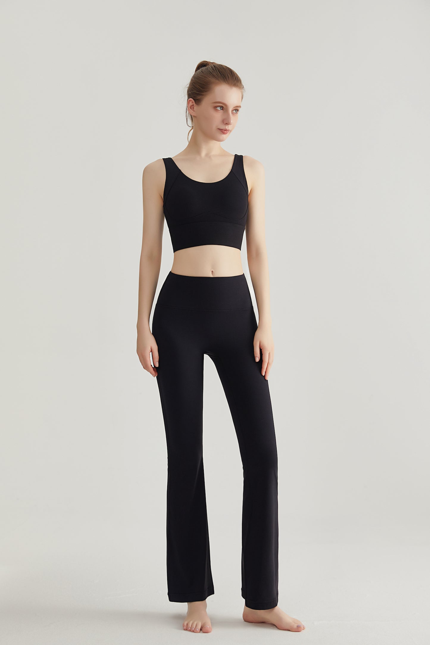 Women's High Waisted Stretchy Flare Leggings Tummy Control Yoga Pants with Back Pocket CK352