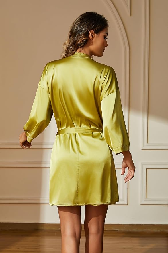 Satin Kimono Robe Bridesmaid Bathrobe Party Sleepwear PVD71S