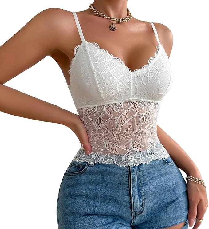 Floral Lace Deep V Neck Sexy Bandeau Removable Pads Adjustable Straps Bralette 103