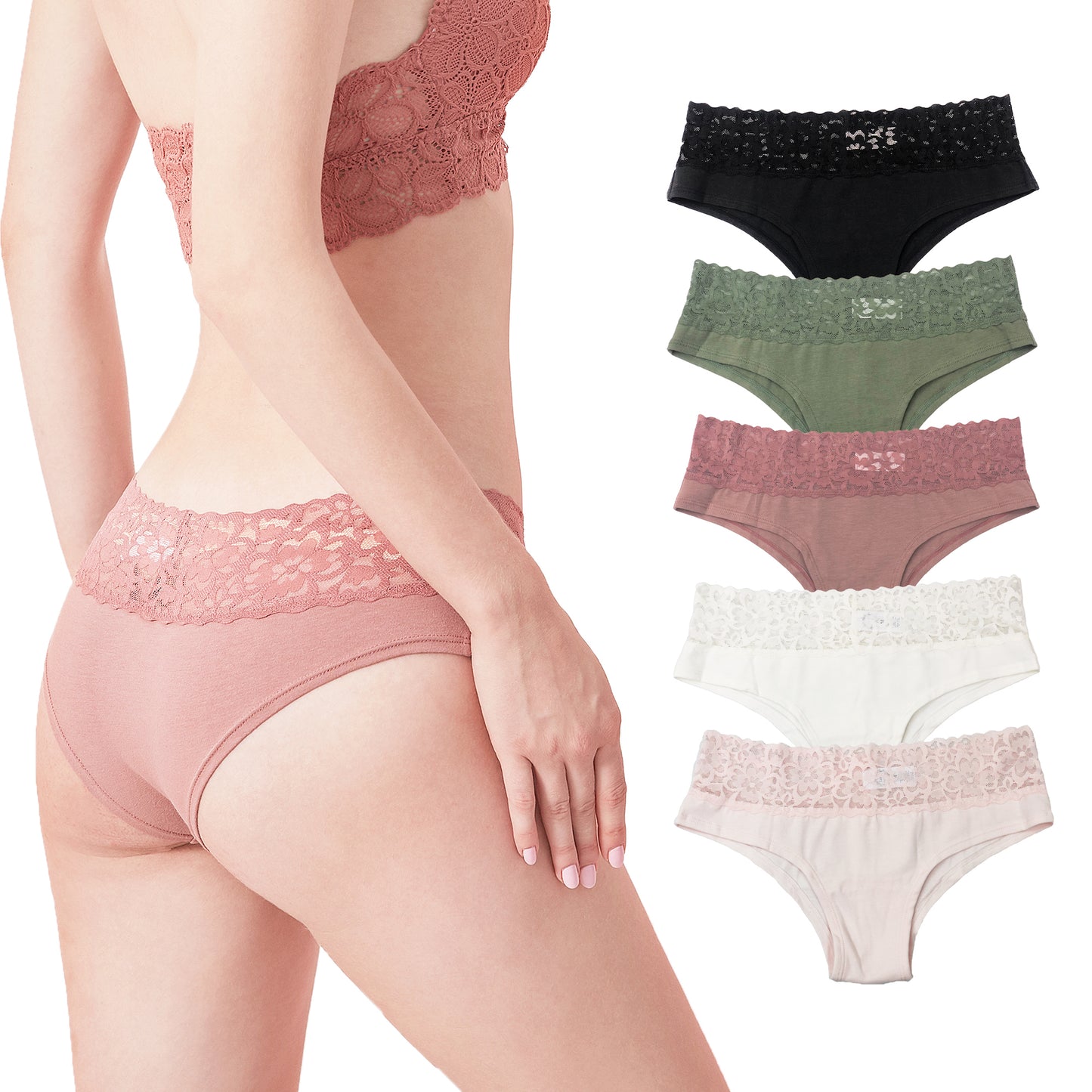 Soft Stretch Sexy Hipster Bikini Panties Underwear with Lace 0936