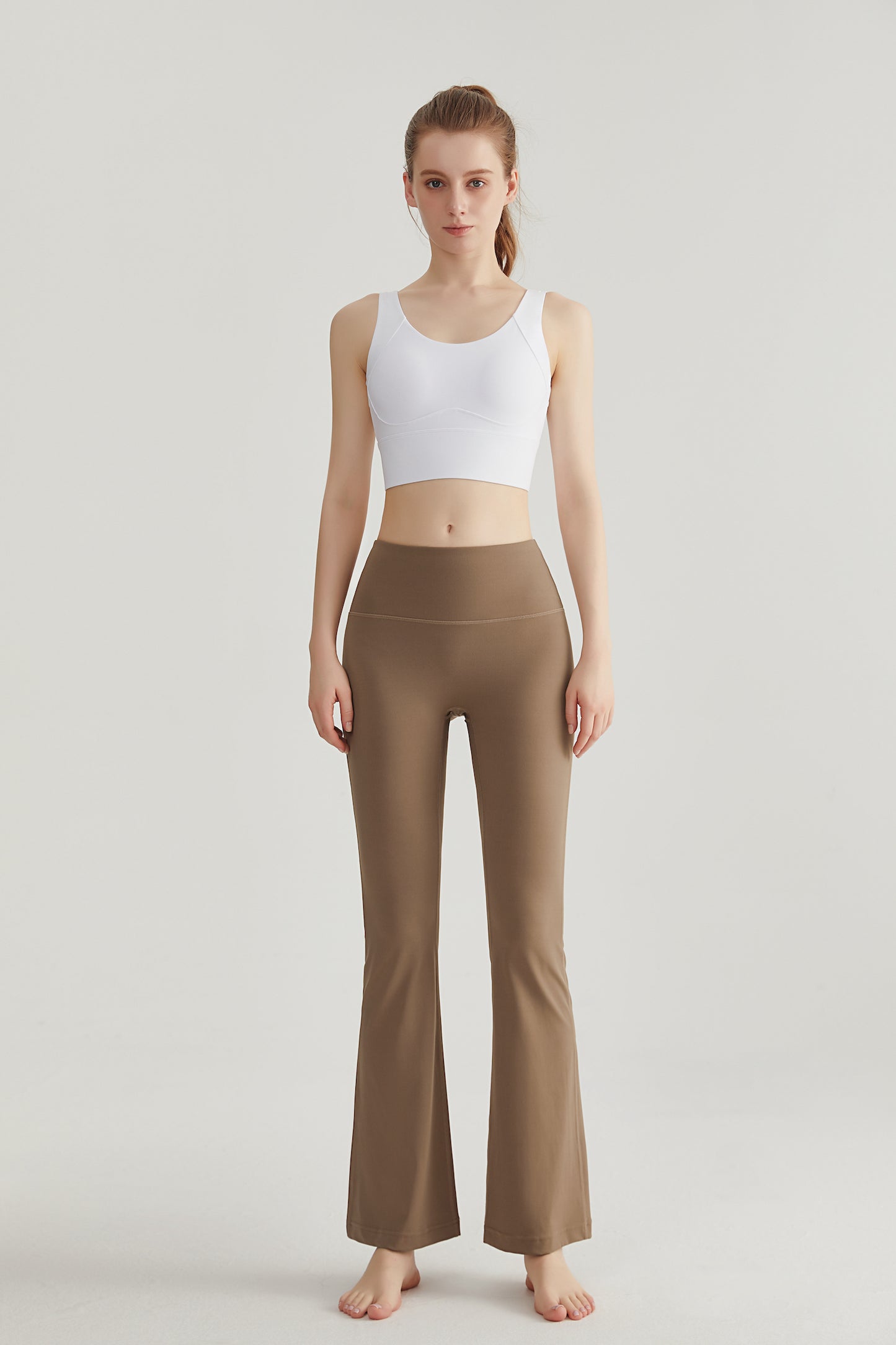 Women's High Waisted Stretchy Flare Leggings Tummy Control Yoga Pants with Back Pocket CK352