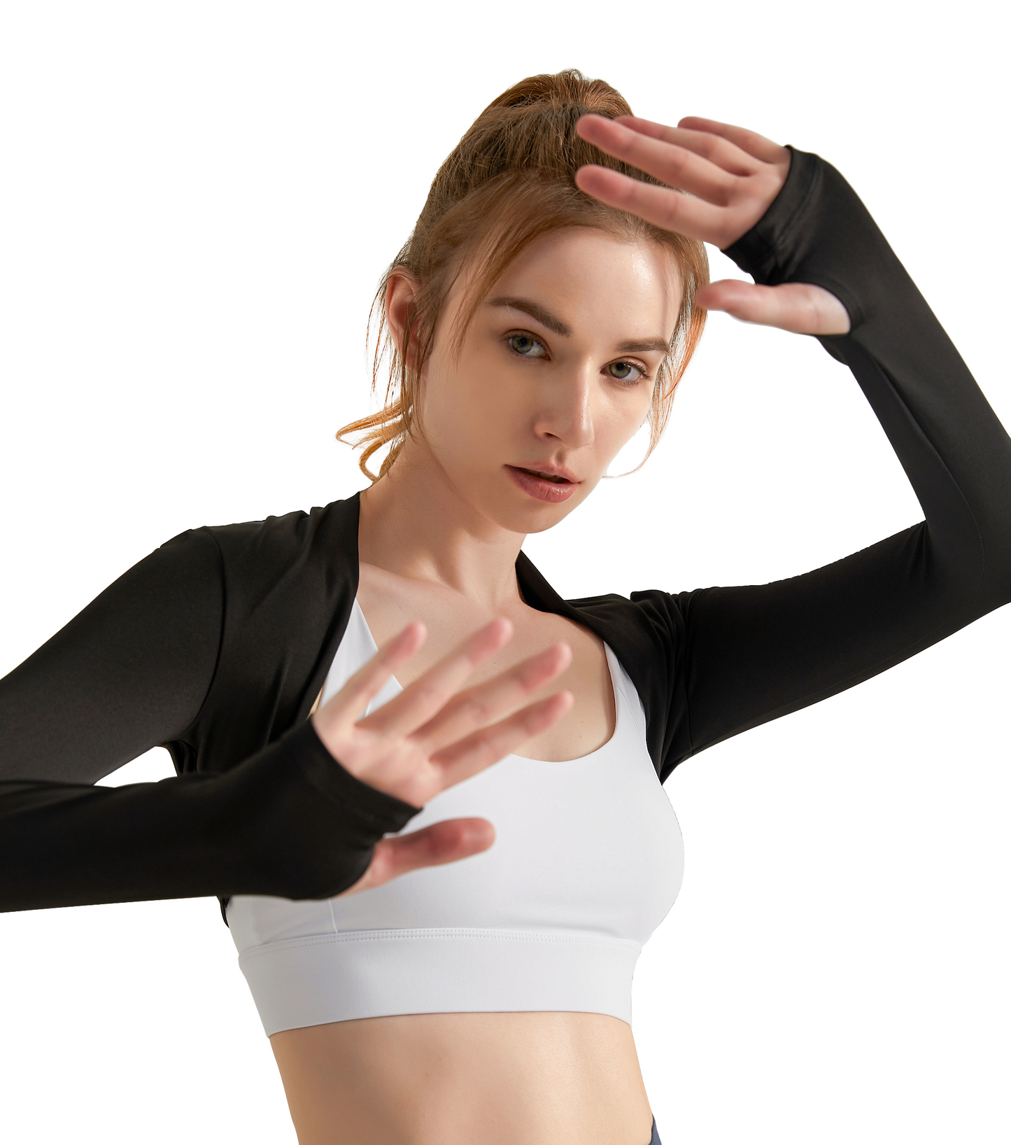 Women Open Front Long Sleeve Bolero Shrug Yoga Workout Fitness Crop Top KJ001